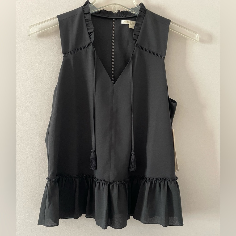 NWT Cooper & Ella Black Sleeveless Blouse Size XS